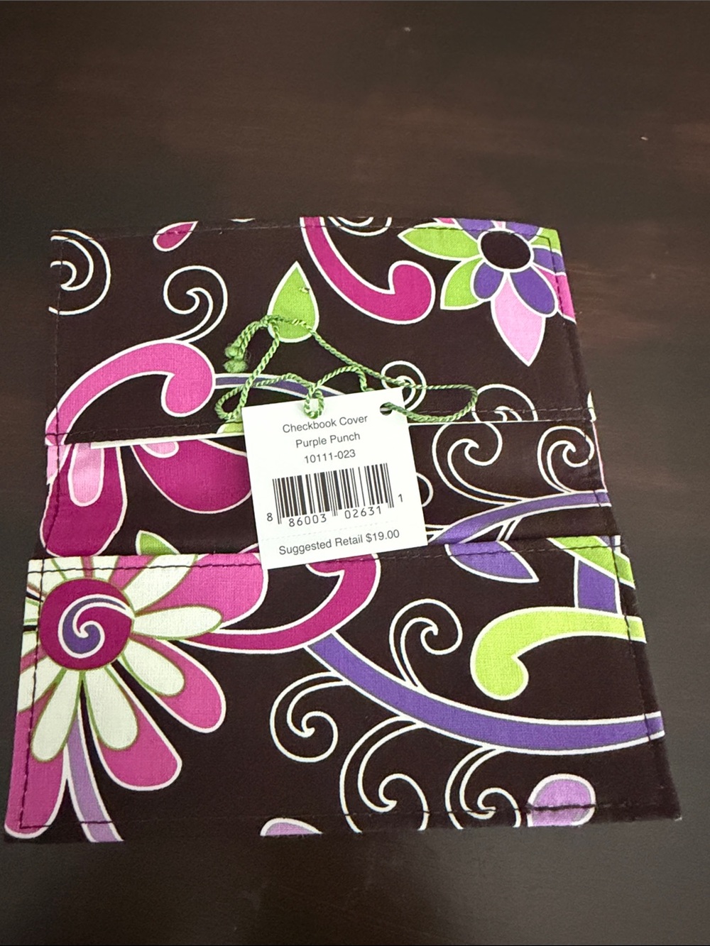 Vera Bradley Floral Fold-Over Clutch Wallet - Black, Pink, Purple & Green - Picture 2 of 2